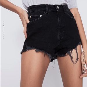 Zara Hi-Rise Black Denim Shorts